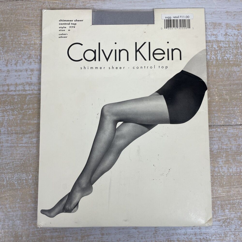 Calvin Klein Shimmer Sheer Control Top Silver Style 779 Size A